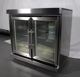 Outdoor kitchen stainless steel BBQ cabinet two fridage with marble countertop